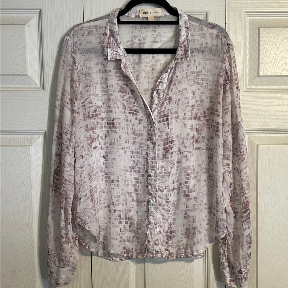 Cloth & Stone XS Burnout Button Down Shirt 100% Tencel Lyocell Soft Blouse
